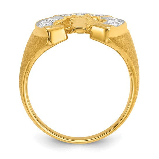 14k Two-tone IBGoodman Men's Satin Horse and Horseshoe 3/4 carat Diamond Complete Ring
