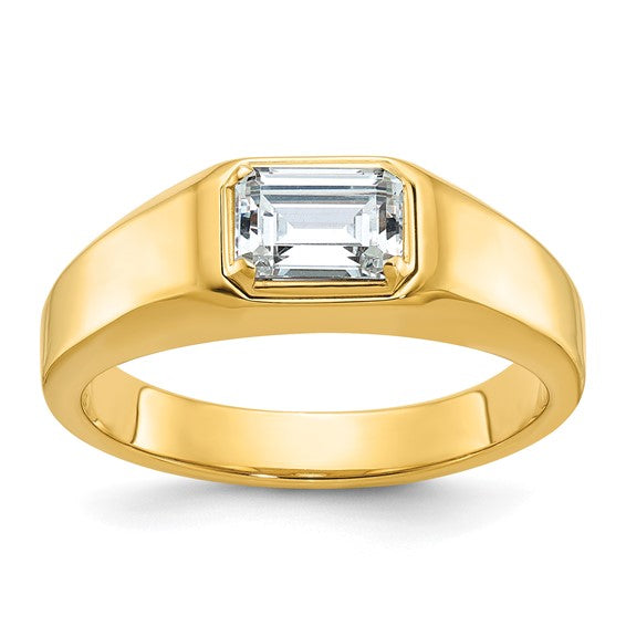 IBGoodman 14k 1 carat Lab Grown Diamond VS/SI+ G+ Emerald Complete Polished Men's Ring