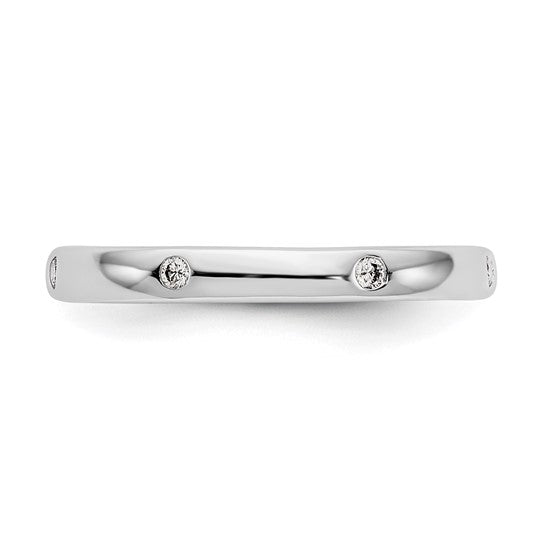 14k White Gold Polished Size 7 Bezel-set 1/10 carat Diamond Complete Eternity Band