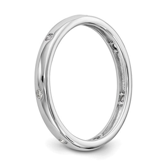 14k White Gold Polished Size 7 Bezel-set 1/10 carat Diamond Complete Eternity Band