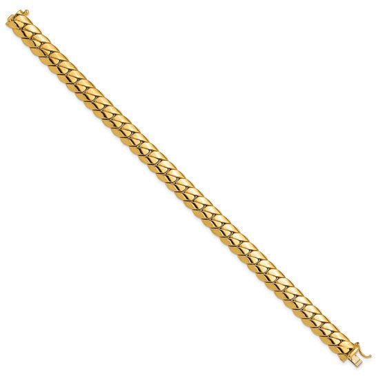 14K Polished 9.4mm Fancy Curb Link 9 inch Mens Bracelet