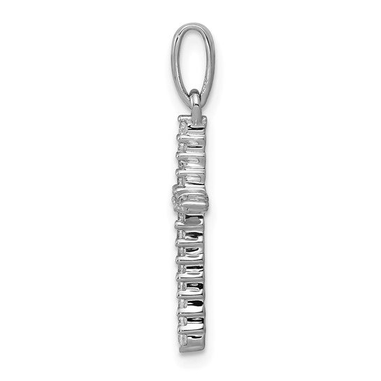 14k White Gold 1/6 carat Diamond Cross Pendant