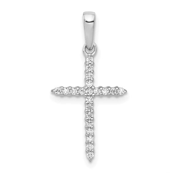 14k White Gold 1/6 carat Diamond Cross Pendant