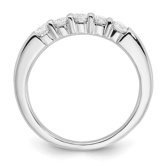 14K White Gold 5-Stone Shared Prong 1/4 carat Round Complete Diamond Band