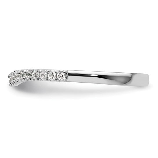14k White Gold 1/5 carat Diamond Contoured Complete Wedding Band