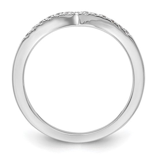 14k White Gold 1/8 carat Diamond Contoured Complete Wedding Band