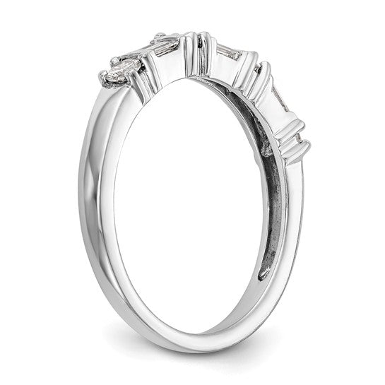 14K White Gold 3/8 carat Baguette/Round Diamond Complete Wedding Band