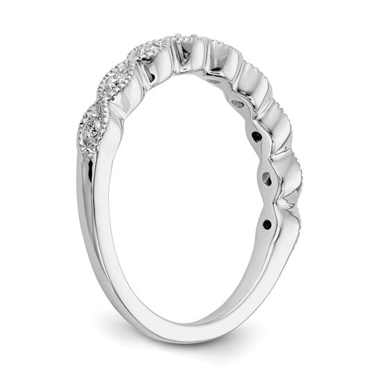 14K White Gold 1/10 carat Diamond Complete Wedding Band