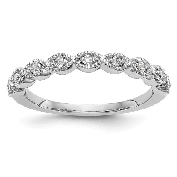 14K White Gold 1/10 carat Diamond Complete Wedding Band