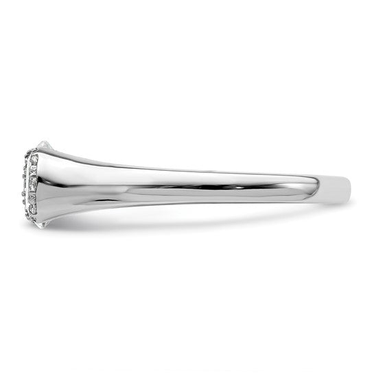 14k White Gold (Holds 1 carat (6.40 mm) Round) Half-Bezel with 1/20 carat Diamond Semi-Mount Engagement Ring