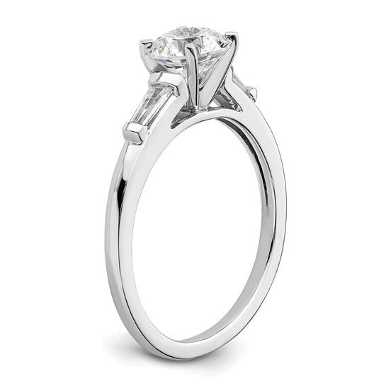 14K White Gold Semi-Mount Including 2-Baquette Side Stones Diamond Engagement Ring