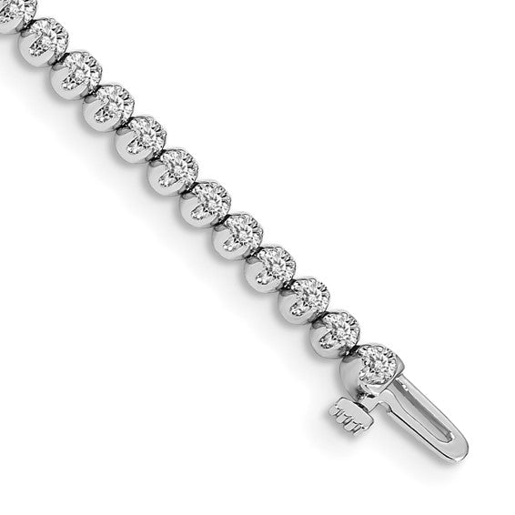 14k White Gold Complete 3.15 carat VS Diamond 4-prong 7 inch Tennis Bracelet