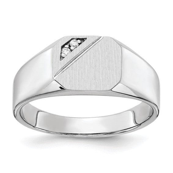 Gold Polished Diamond Open Back Signet Rings