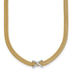 Herco 14K Two-tone Polished 2-Strand Diamond X 17 Inch with 2 Inch Extension Necklace