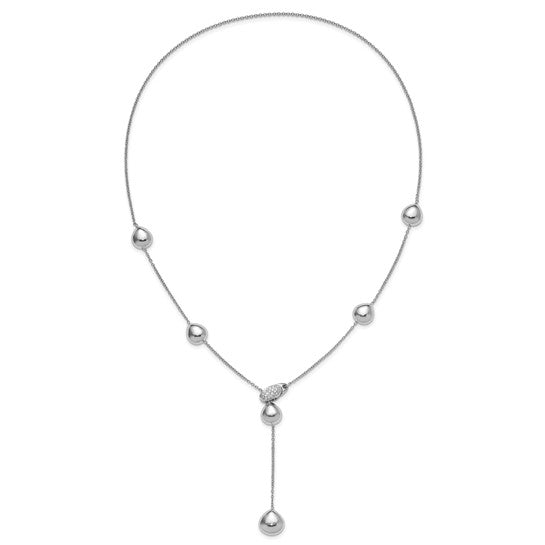 Herco 14K White Gold Fancy Diamond Adjustable Teardrop Lariat Necklace