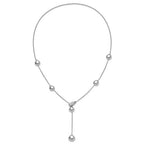 Herco 14K White Gold Fancy Diamond Adjustable Teardrop Lariat Necklace