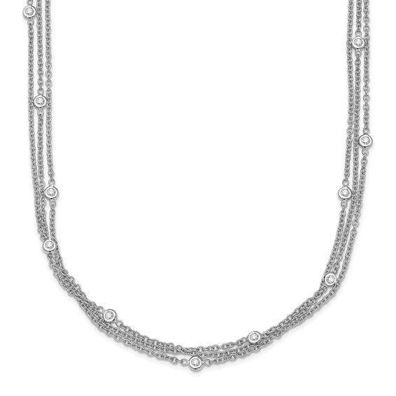 Herco 18K White Gold Diamond 3 Strand 18 inch Necklace