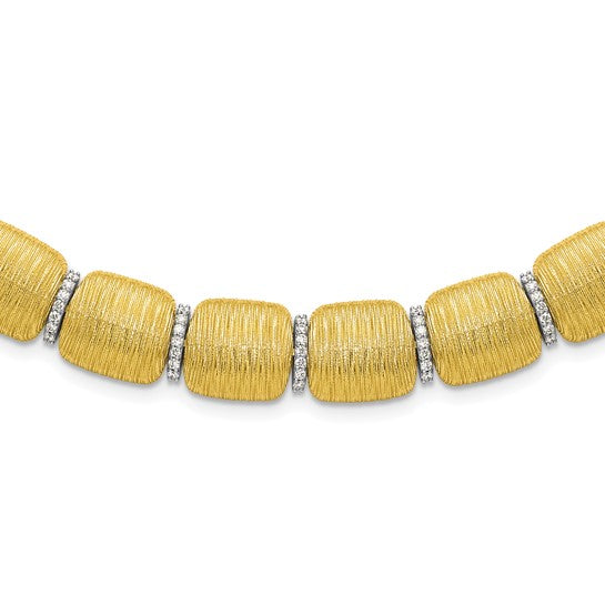 Herco 18K Two-tone Semi-solid Diamond Textured 18 inch Necklace