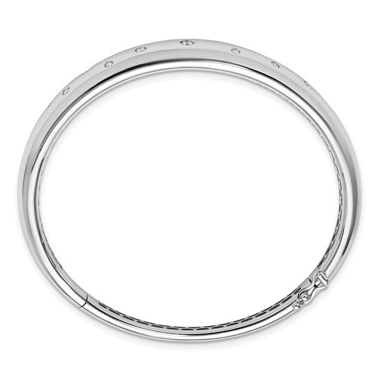 Herco 18K White Gold Polished Diamond Hinged Bangle