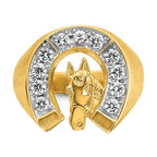 14k Two-tone IBGoodman Men's Satin Horse and Horseshoe 3/4 carat Diamond Complete Ring