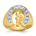 14k Two-tone IBGoodman Men's Satin Horse and Horseshoe 3/4 carat Diamond Complete Ring
