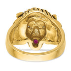 14k IBGoodman Men's 1/20 carat Diamond and Ruby Antiqued Lion Complete Ring