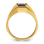 14k IBGoodman Men's Polished and Satin Garnet and 1/15 carat Diamond Complete Ring