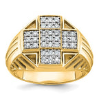 IBGoodman 10k Men's Polished Textured and Grooved 1/2 Carat A Quality Diamond Cross Cluster Ring