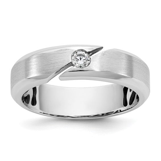 14kw IB Goodman Mens Satin Complete 1/10ct Diamond Ring
