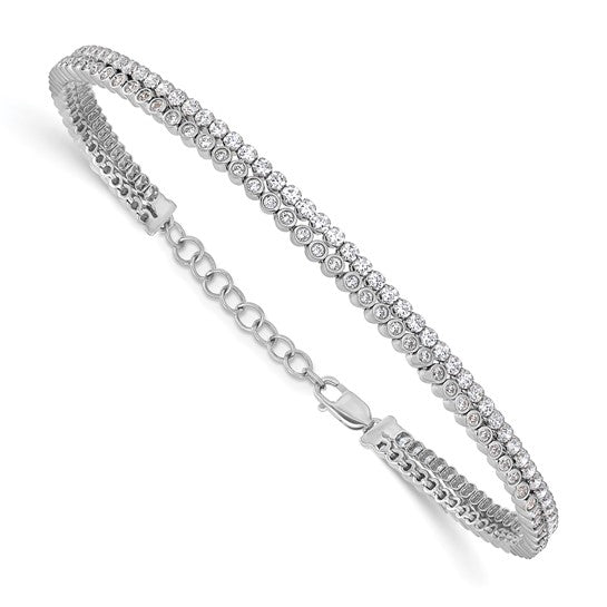 True Origin 14K White Gold 2 7/8 carat Lab Grown Diamond VS+ F+ 7 in with 1 in extension Complete Bracelet
