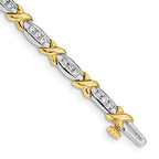 14k Two-tone Polished Complete 1 carat Diamond X-design 6.5in Bracelet