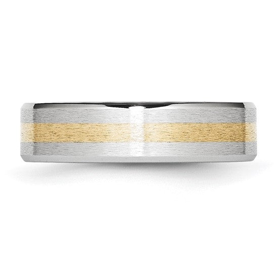 Chisel Cobalt 14k Gold Inlay Satin and Polished 6mm Band
