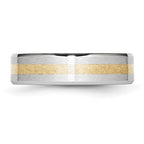 Chisel Cobalt 14k Gold Inlay Satin and Polished 6mm Band