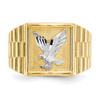 14k and Rhodium Men's Eagle Ring