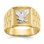 14k and Rhodium Men's Eagle Ring