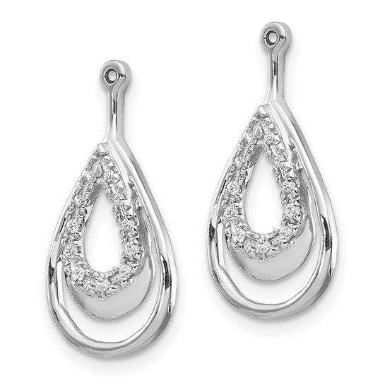 14k White Gold Double Teardrop Diamond Earring Jackets