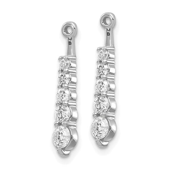 14k White Gold 5/8 carat AA Diamond 5-Stone Dangle Earring Jackets