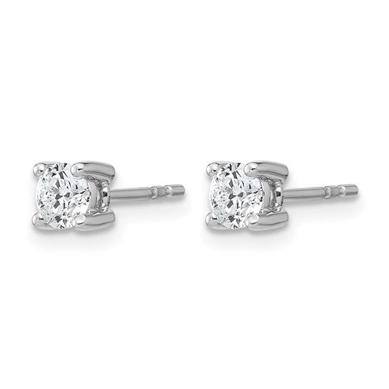 14k White Gold 1/2 carat Lab Grown Diamond VS/SI+ G+ Round Complete Four Prong Heavyweight Stud Earrings