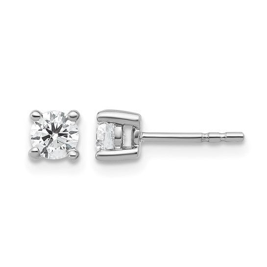 14k White Gold 1/2 carat Lab Grown Diamond VS/SI+ G+ Round Complete Four Prong Heavyweight Stud Earrings