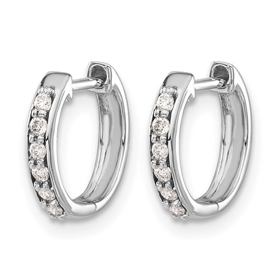 14k White Gold 1/8 carat Diamond Hinged Hoop Earrings