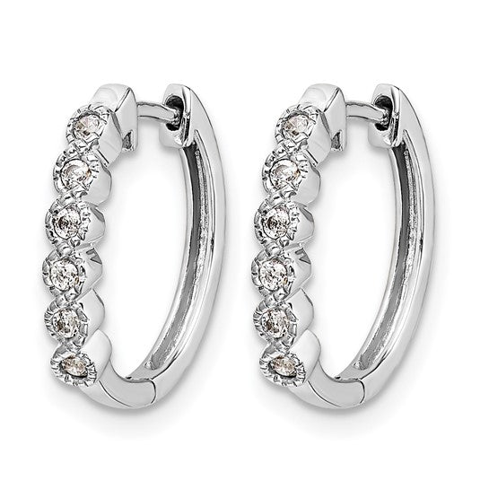 10k White Gold Diamond Hinged Hoop Earrings