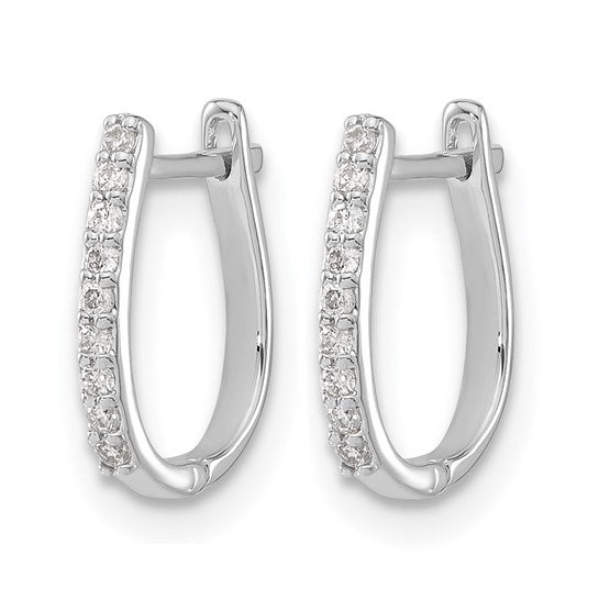 14k White Gold 1/10 carat Diamond Hinged Hoop Earrings