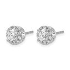 14k White Gold 1/4 carat Diamond (Holds 2-4.8mm Stones) Semi-mount Halo Stud Earrings