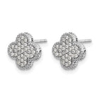 14k White Gold 1/3 carat Pave Diamond Quatrefoil Post Earrings