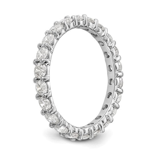 14k White Gold Polished Size 9 Shared Prong 2 carat Diamond Complete Eternity Band