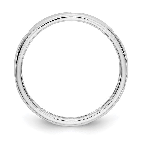 14k White Gold Polished Size 7 Bezel-set 1/10 carat Diamond Complete Eternity Band