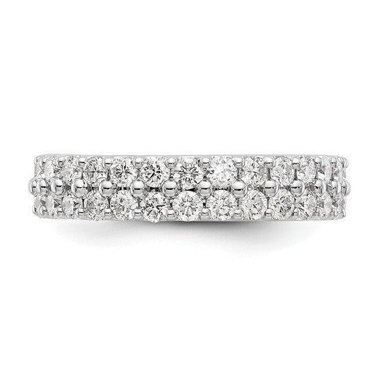 14k White Polished Round 2CT Double Row Diamond Eternity Band