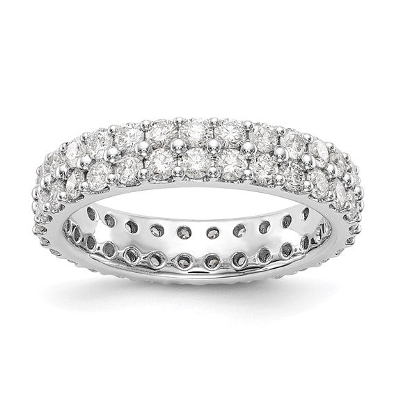 14k White Polished Round 2CT Double Row Diamond Eternity Band