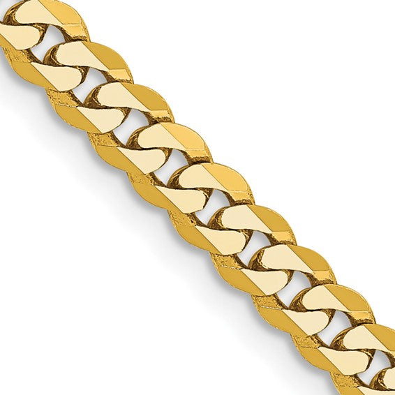 14K 16 inch 3.9mm Flat Beveled Curb with Lobster Clasp Chain