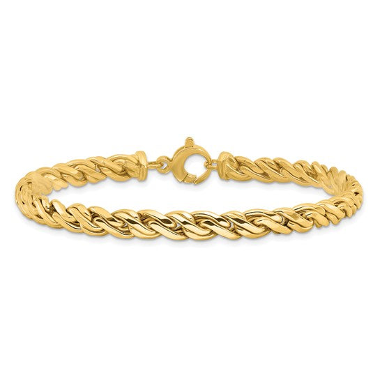 14K Polished 6.00mm Fancy Twist 8 inch Bracelet
